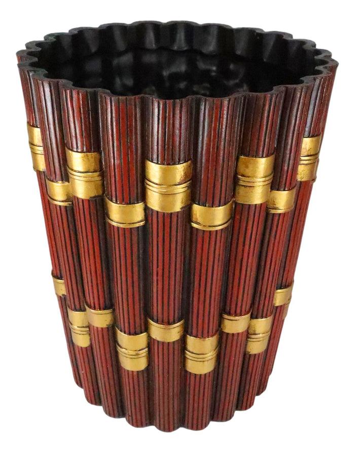 Ebros Gift Western Red And Gold 12 Gauge Shotgun Shell Bullets Waste Basket Trash Bin