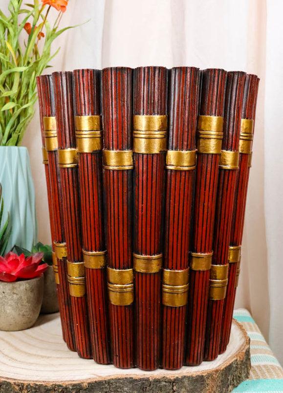ebros gift Western Red And Gold 12 Gauge Shotgun Shell Bullets Waste Basket Trash Bin