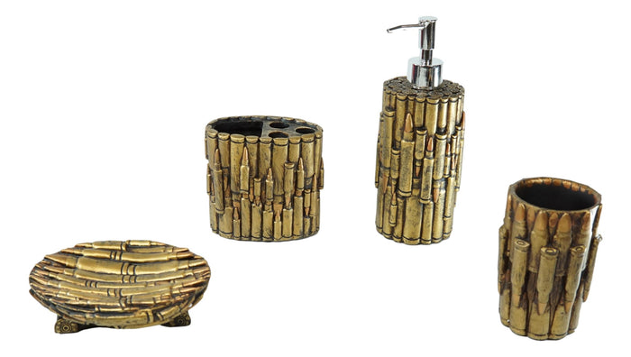 Ebros Gift Western Rifle Bullets Soap Pump Tumbler Cup Soap Dish And Toothbrush Holder Set