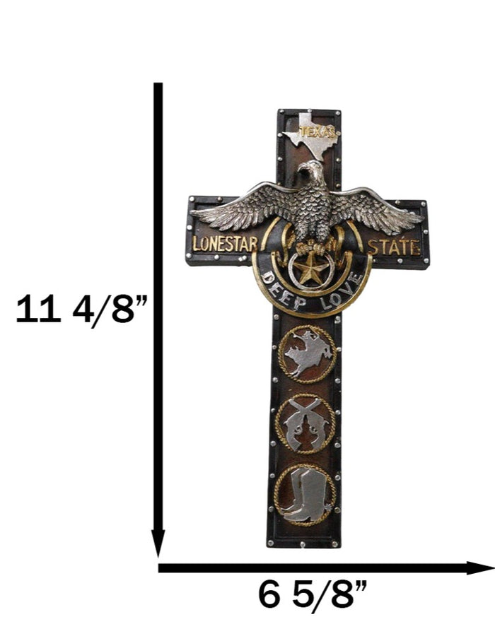 Ebros Gift Western Rodeo Cowboy Pistols Spur Boots Texas Lone Star State Eagle Wall Cross