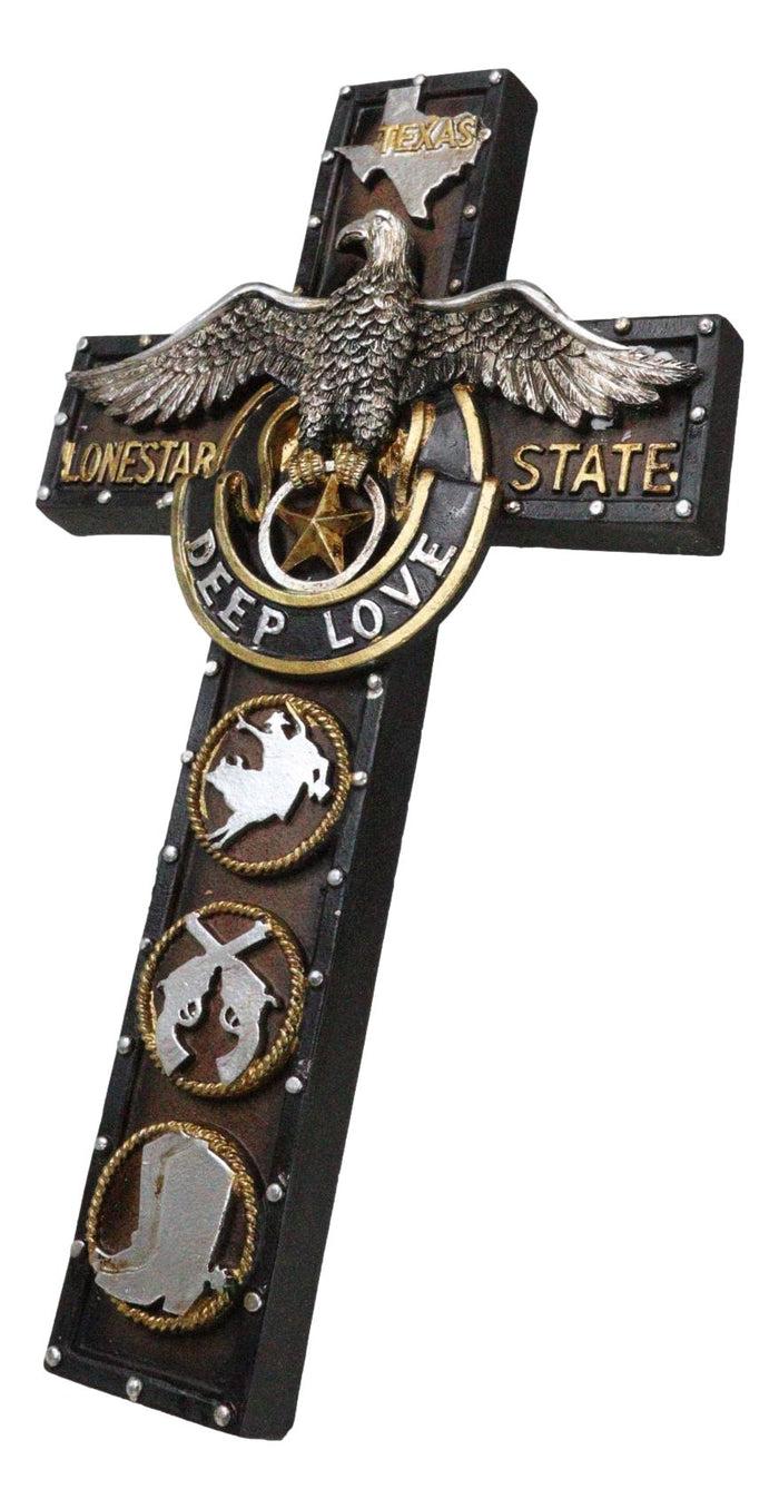 Ebros Gift Western Rodeo Cowboy Pistols Spur Boots Texas Lone Star State Eagle Wall Cross