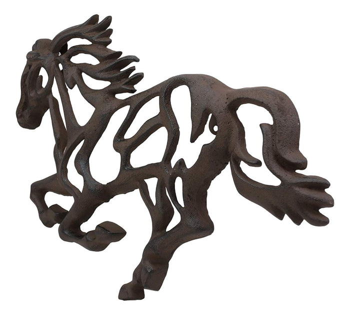 Ebros Gift Western Running Horse Filigree Design Cast Iron Metal Wall Decor Accent 14.5"W