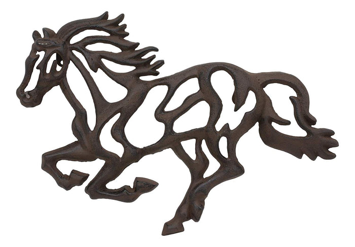 Ebros Gift Western Running Horse Filigree Design Cast Iron Metal Wall Decor Accent 14.5"W