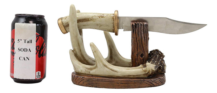 Ebros Gift Western Rustic 8 Point Buck Stag Deer Antlers Display With Bear Sculpted Dagger