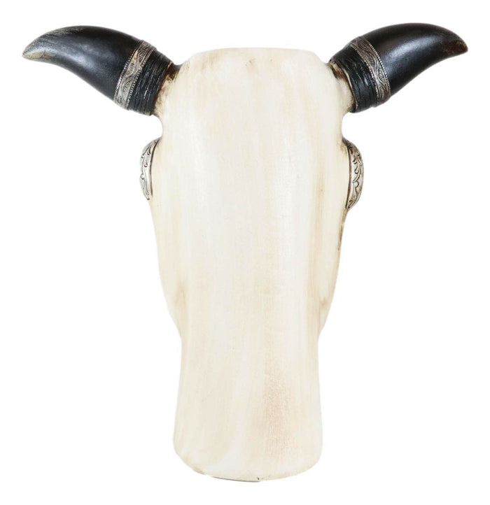 Ebros Gift Western Rustic Cow Skull With Tooled Tribal Scroll Detailing Vase Planter Decor