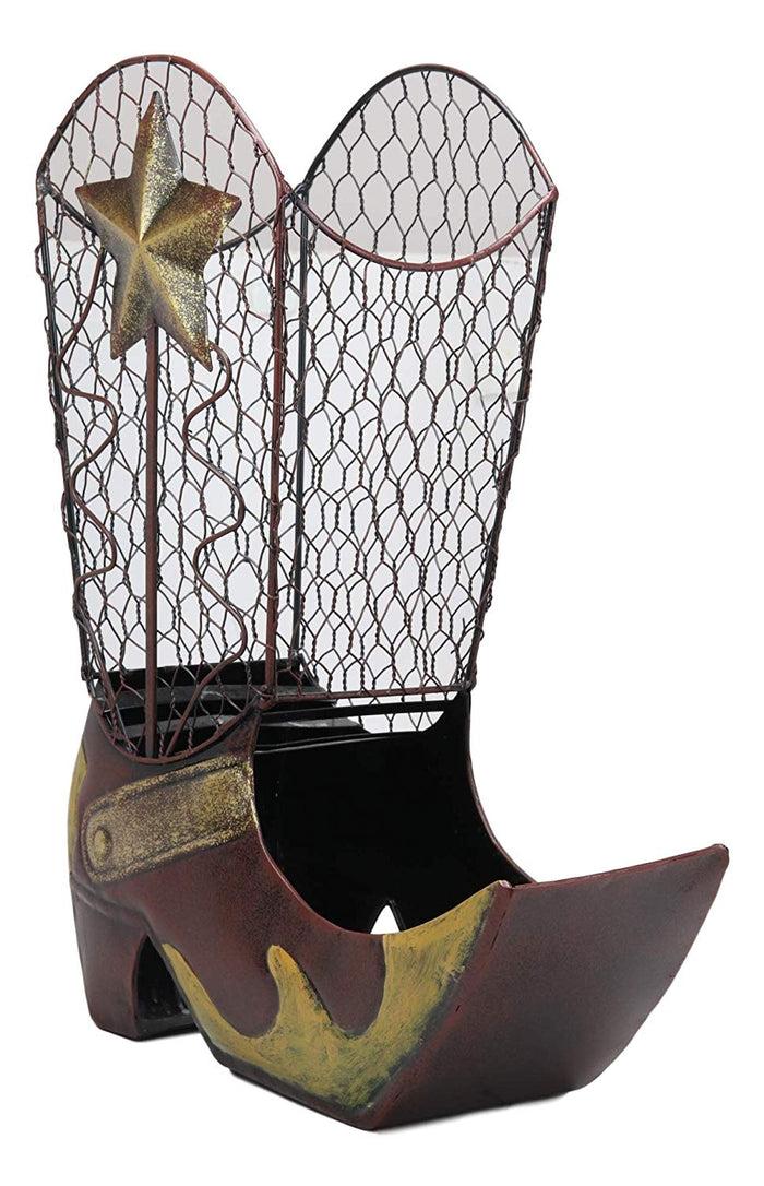 Ebros Gift Western Rustic Cowboy Cowgirl Boot Texas Star Decorative Cork And Wine Holder