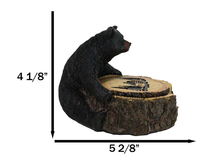 Ebros Gift Western Rustic Forest Black Bear Hugging Tree Ring Coasters And Holder Set