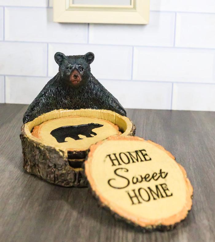 ebros gift Western Rustic Forest Black Bear Hugging Tree Ring Coasters And Holder Set