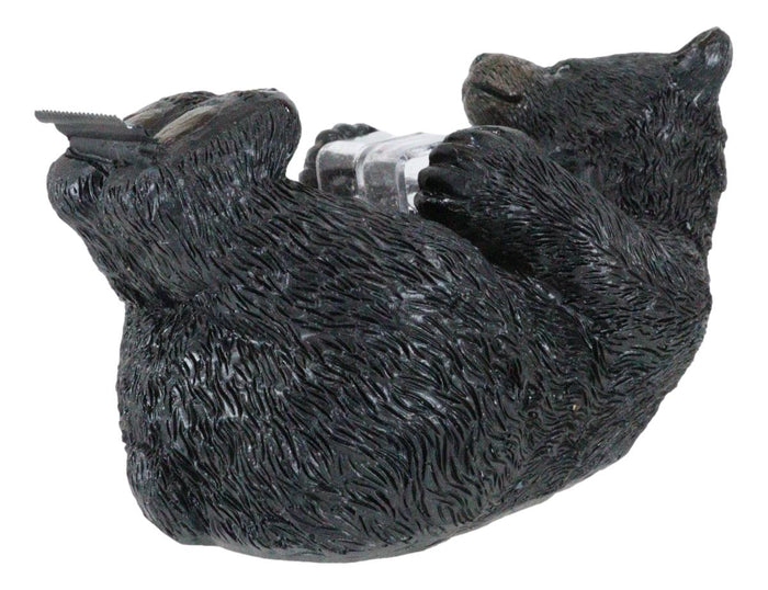 Ebros Gift Western Rustic Forest Black Bear Lounging Scotch Tape Holder Dispenser Figurine