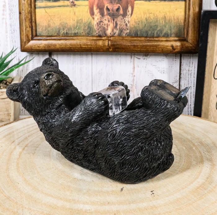 ebros gift Western Rustic Forest Black Bear Lounging Scotch Tape Holder Dispenser Figurine