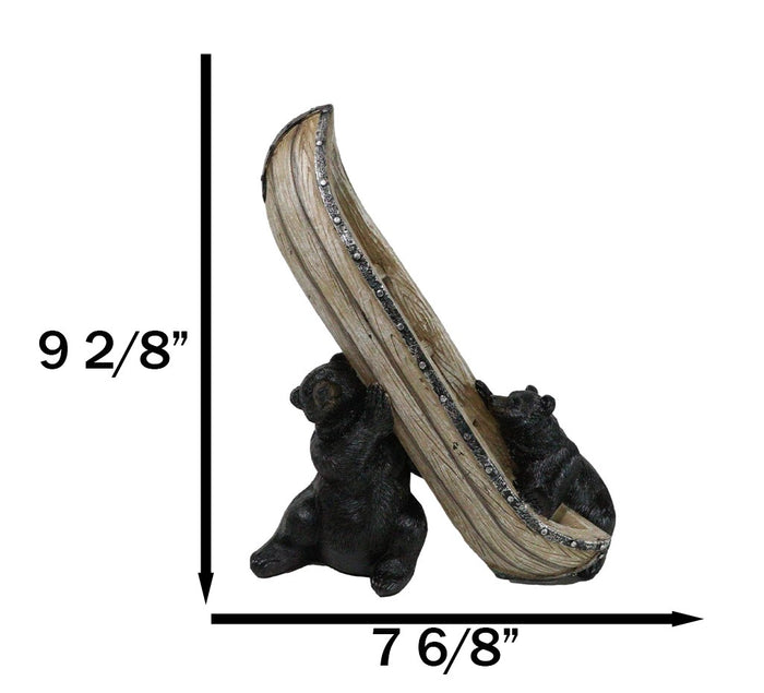 Ebros Gift Western Rustic Forest Black Bears Moving A Canoe Boat To The River Figurine