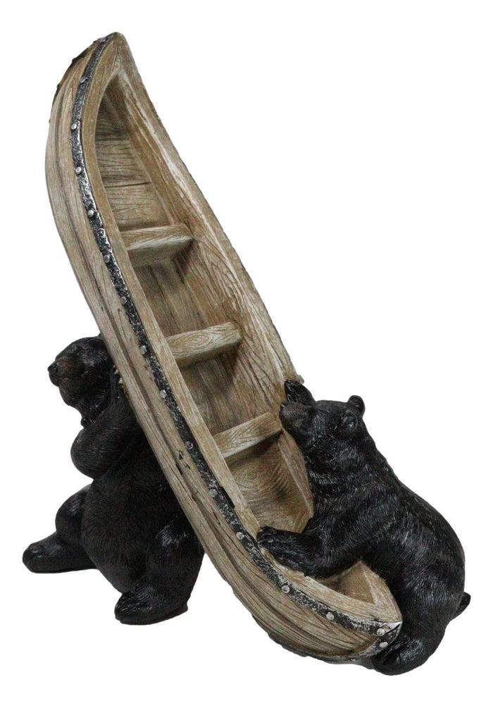 ebros gift Western Rustic Forest Black Bears Moving A Canoe Boat To The River Figurine