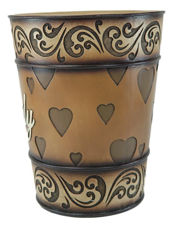 Ebros Gift Western Rustic Tuscany Scroll Art Inspirational Family Waste Basket Trash Bin
