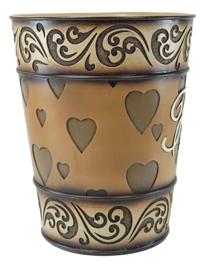 Ebros Gift Western Rustic Tuscany Scroll Art Inspirational Family Waste Basket Trash Bin