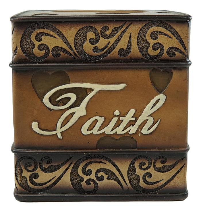 Ebros Gift Western Rustic Tuscany Scroll Art Inspirational Faith Tissue Box Cover Figurine