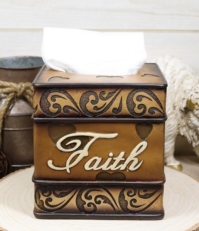 ebros gift Western Rustic Tuscany Scroll Art Inspirational Faith Tissue Box Cover Figurine