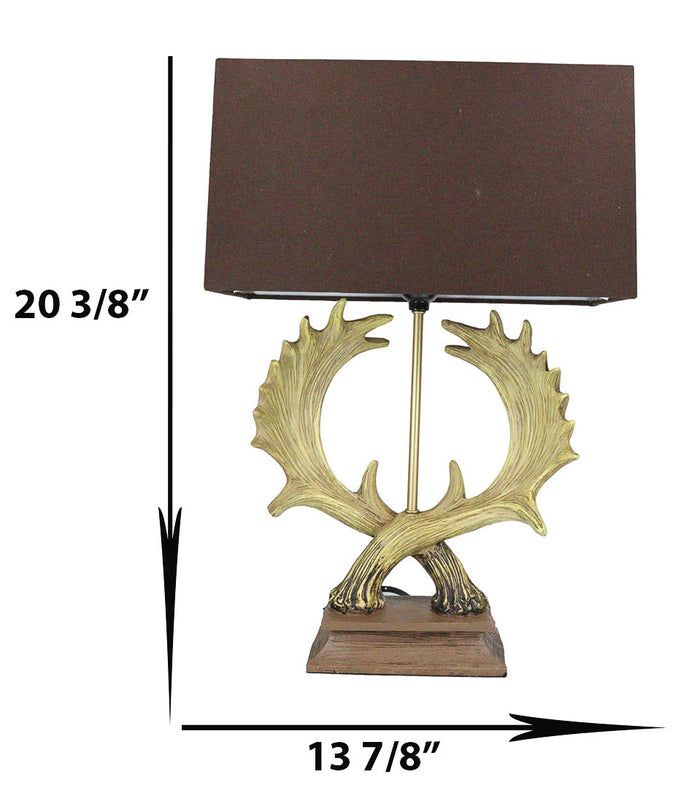 Ebros Gift Western Rustic Vintage 2 Entwined Elk Moose Antlers Sculptural Table Lamp Decor