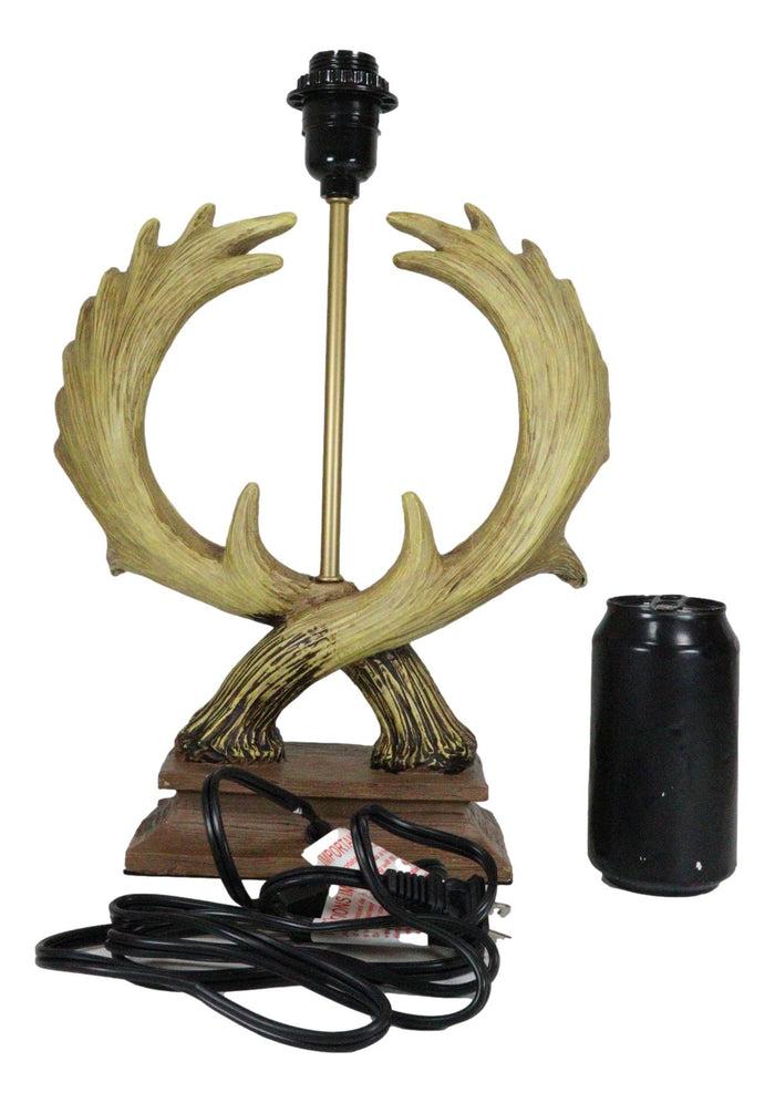 Ebros Gift Western Rustic Vintage 2 Entwined Elk Moose Antlers Sculptural Table Lamp Decor