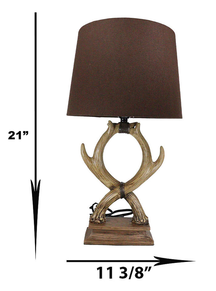 Ebros Gift Western Rustic Vintage 2 Entwined Stag Deer Antlers Sculptural Table Lamp Decor