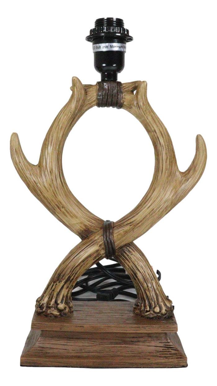 Ebros Gift Western Rustic Vintage 2 Entwined Stag Deer Antlers Sculptural Table Lamp Decor