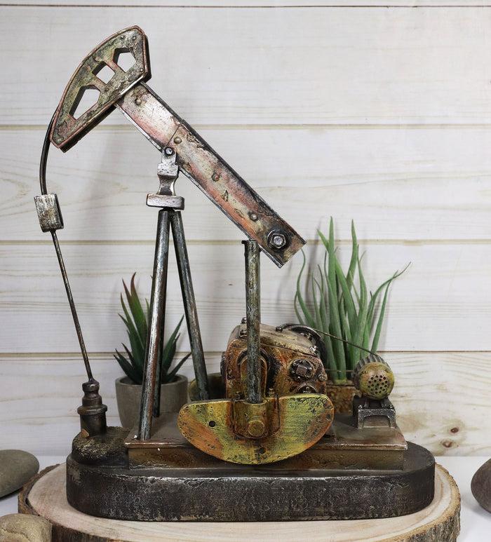 ebros gift Western Rustic Vintage Nodding Donkey Pumpjack Oil Derrick Rig Pumpjack Figurine