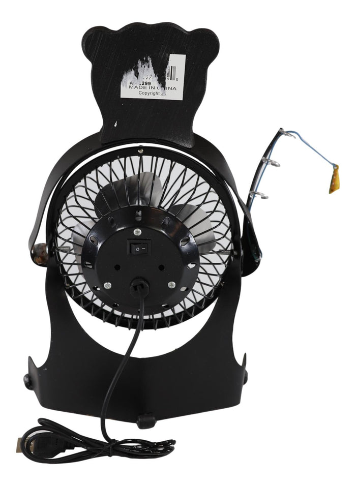 Ebros Gift Western Rustic Wildlife Black Bear Fishing USB Portable Desk Fan Figurine
