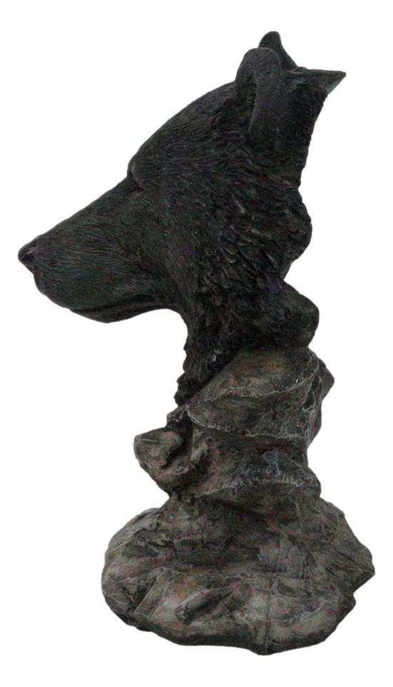 Ebros Gift Western Rustic Wildlife Forest Black Bear Bust Figurine With Rocky Steppes Stand