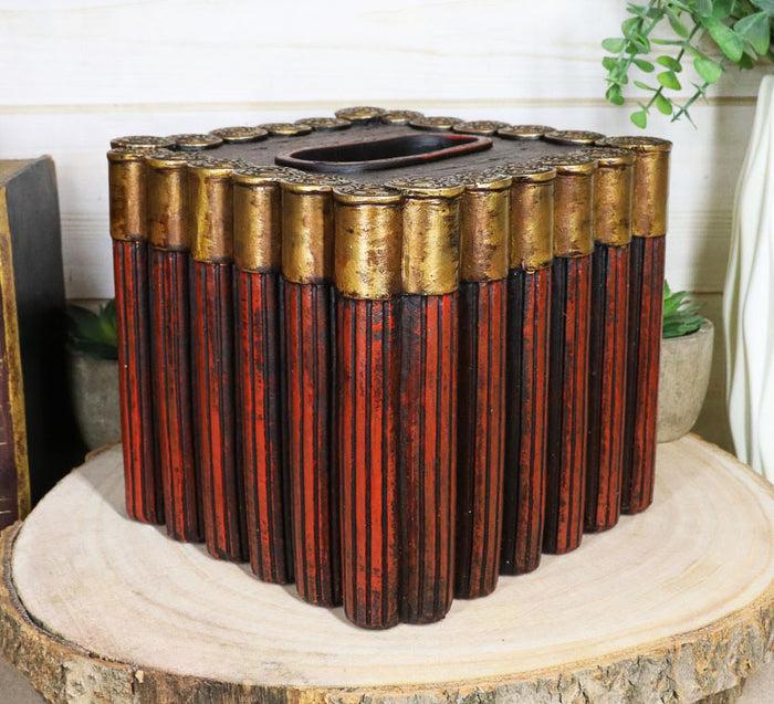 ebros gift Western Shotgun 12 Gauge Bullet Shells Tissue Box Holder Cover Case Figurine
