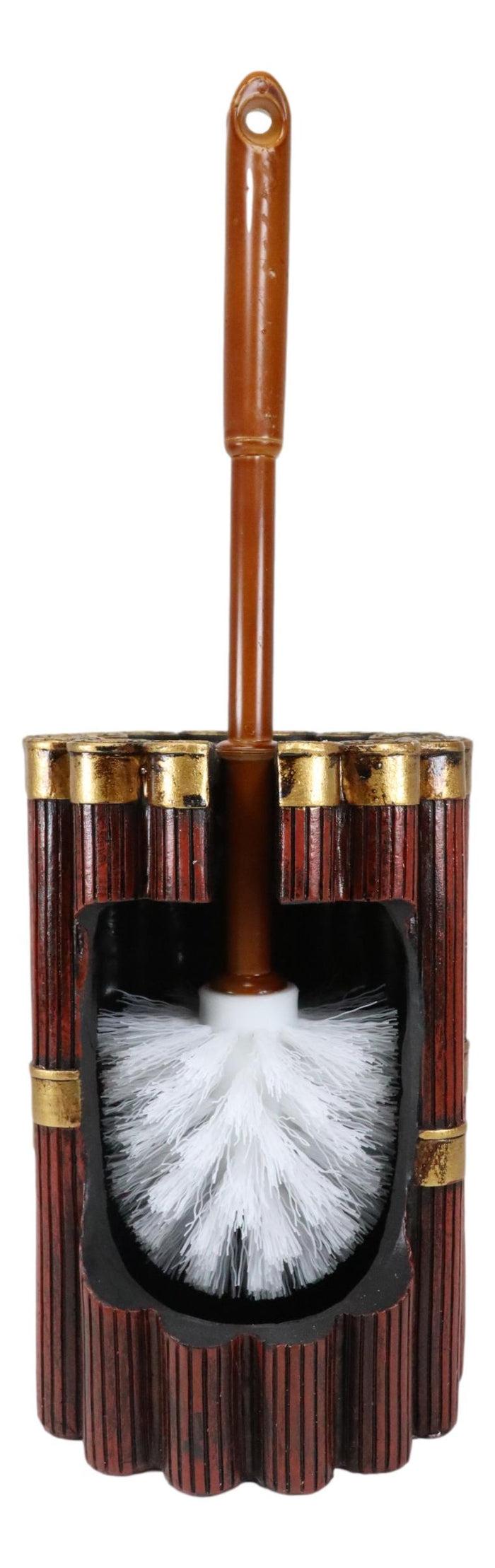 Ebros Gift Western Shotgun 12 Gauge Bullet Shells Toilet Brush And Sanitary Holder Set