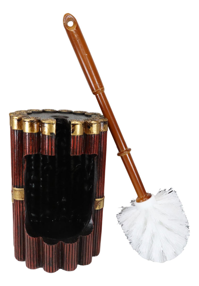 Ebros Gift Western Shotgun 12 Gauge Bullet Shells Toilet Brush And Sanitary Holder Set