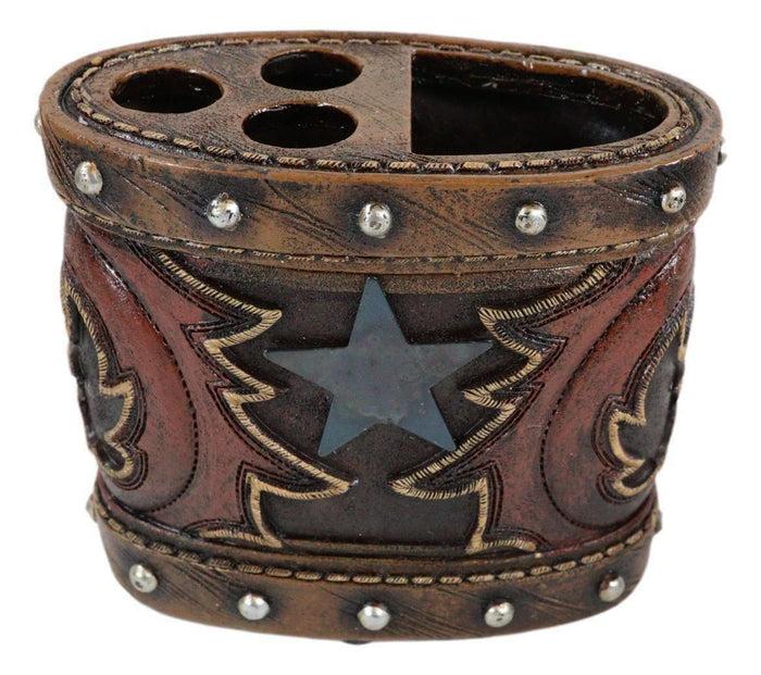 Ebros Gift Western Star Cowboy Country Bootcut Cup Soap Dish And Toothbrush Holder Set