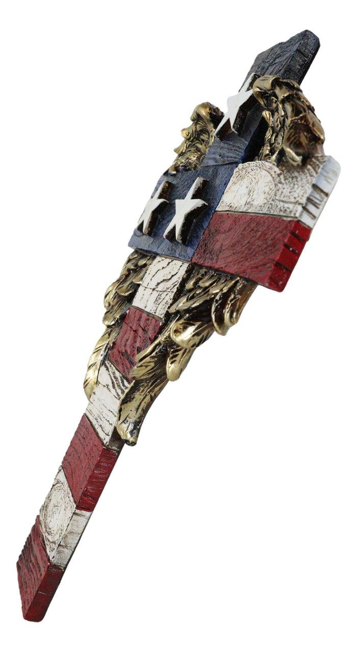 Ebros Gift Western Star Spangled Banner USA Flag With Angel Wings Patriotic Wall Cross