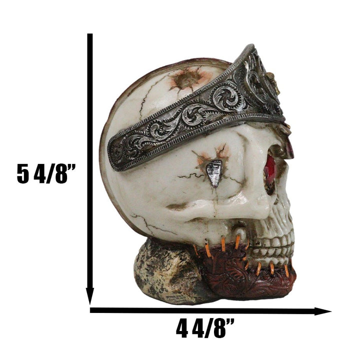 Ebros Gift Western Texas Longhorn Silver Concho Buckle Skull Money Coin Bank Figurine