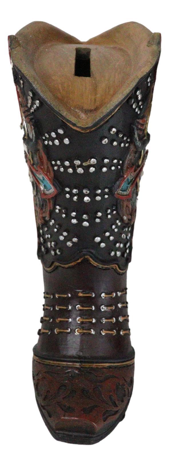 Ebros Gift Western Texas Longhorn Skull Barbed Wires And Arrow Cross Cowboy Boot Money Bank