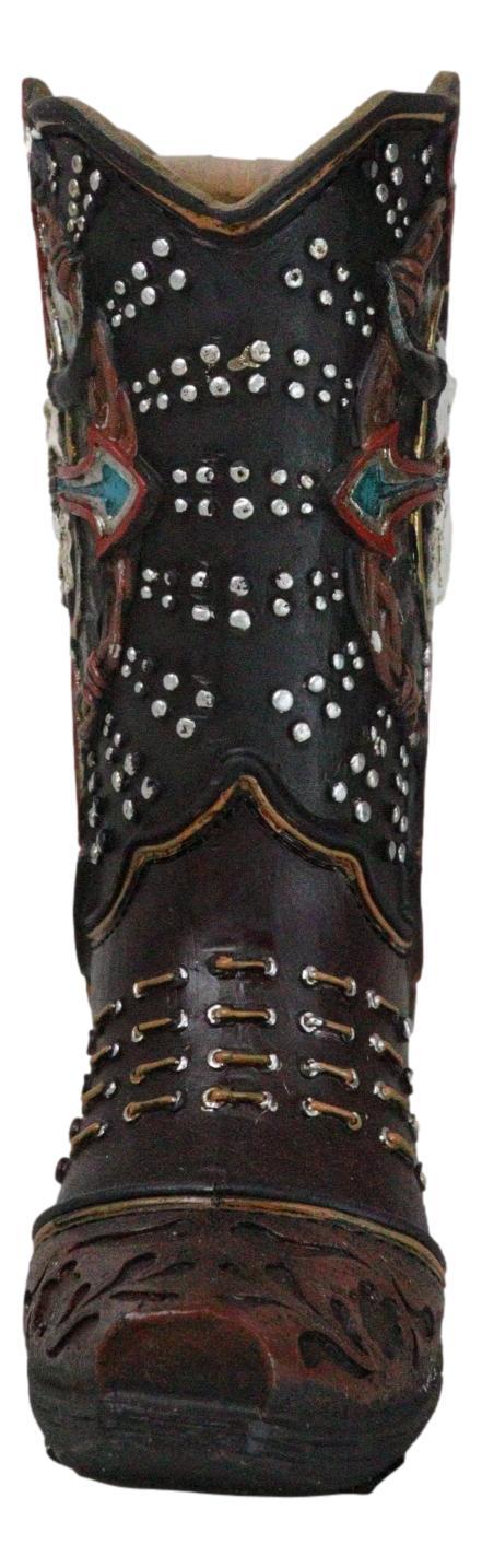 Ebros Gift Western Texas Longhorn Skull Barbed Wires And Arrow Cross Cowboy Boot Money Bank