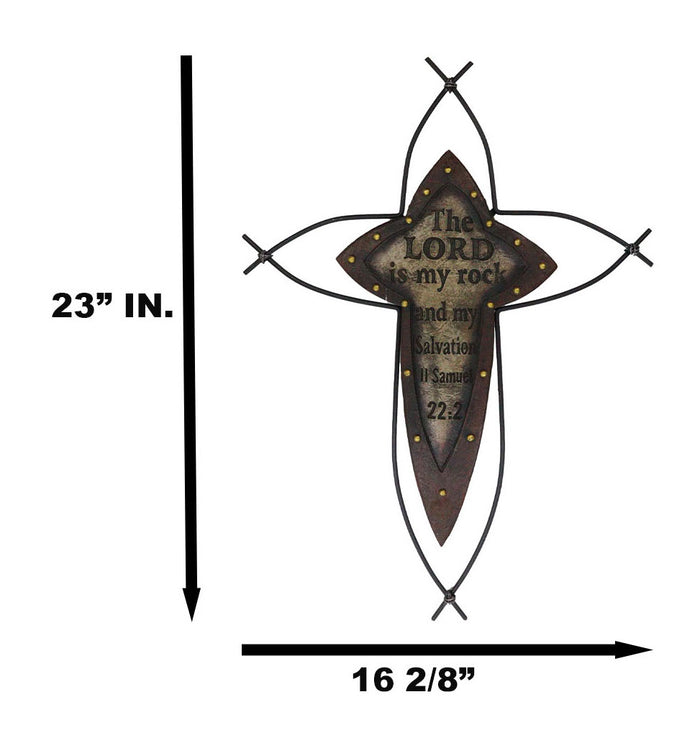 Ebros Gift Western The Lord Is My Rock Ichthys Greek Fish Christ Metal Wire Wall Cross