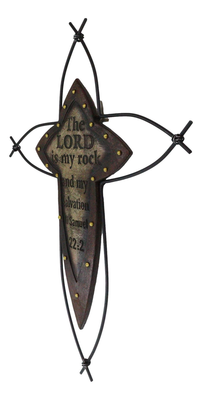 Ebros Gift Western The Lord Is My Rock Ichthys Greek Fish Christ Metal Wire Wall Cross