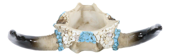 Ebros Gift Western Turquoise And Red Teardrop Gems Mosaic Steer Cow Skull Decorative Box