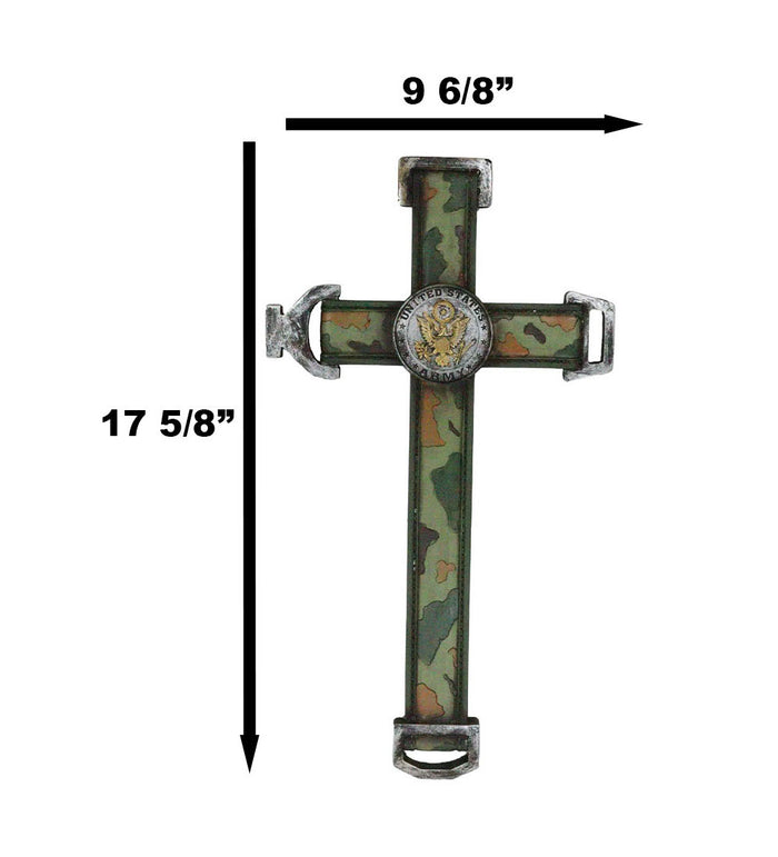 Ebros Gift Western United States Army Military Eagle Medallion In Camo Green Wall Cross