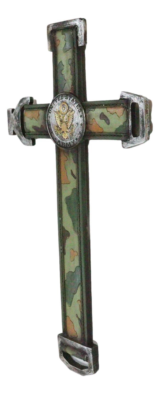 Ebros Gift Western United States Army Military Eagle Medallion In Camo Green Wall Cross
