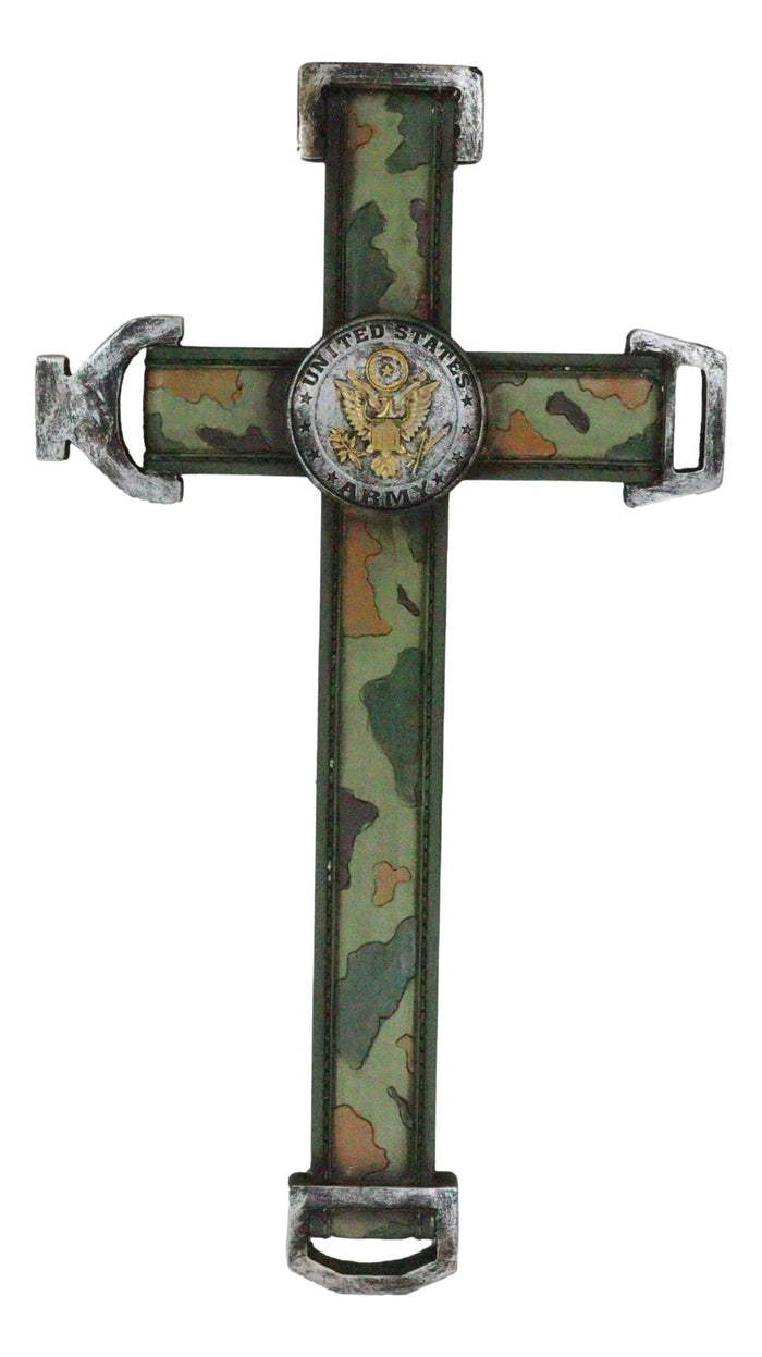 Ebros Gift Western United States Army Military Eagle Medallion In Camo Green Wall Cross