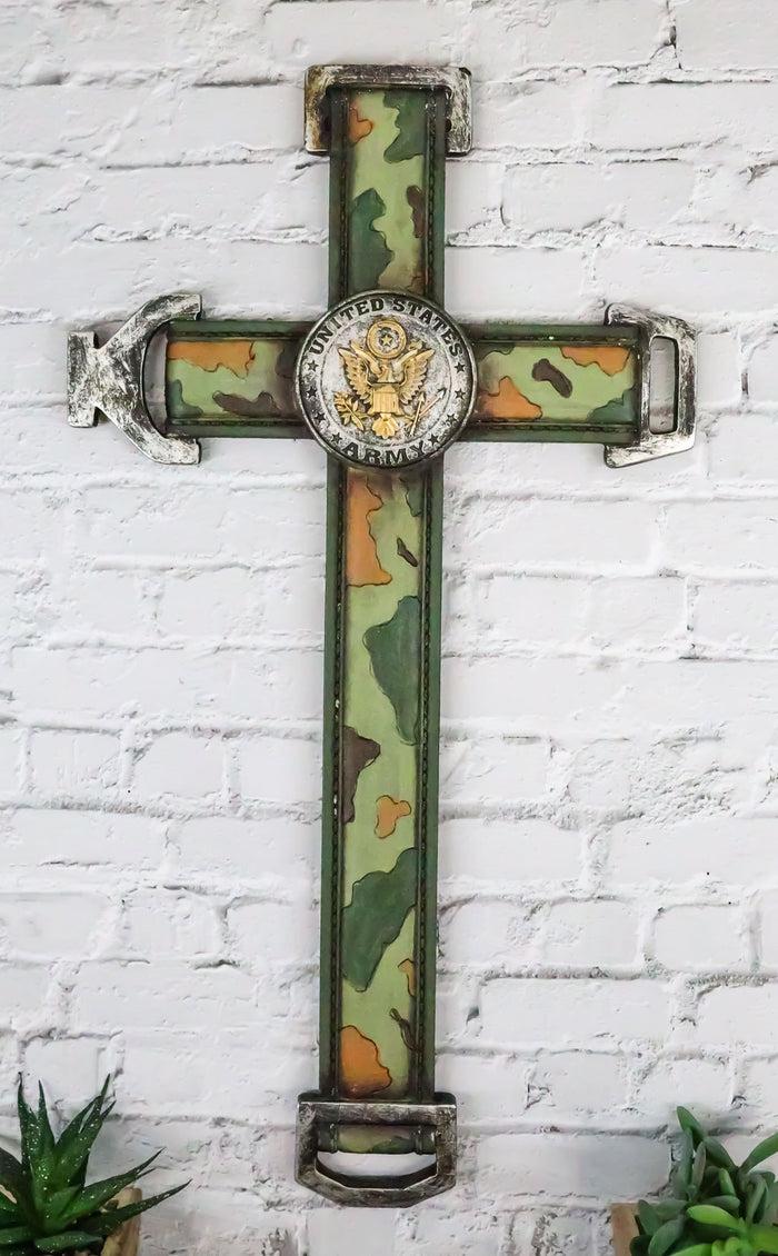 ebros gift Western United States Army Military Eagle Medallion in Camo Green Wall Cross