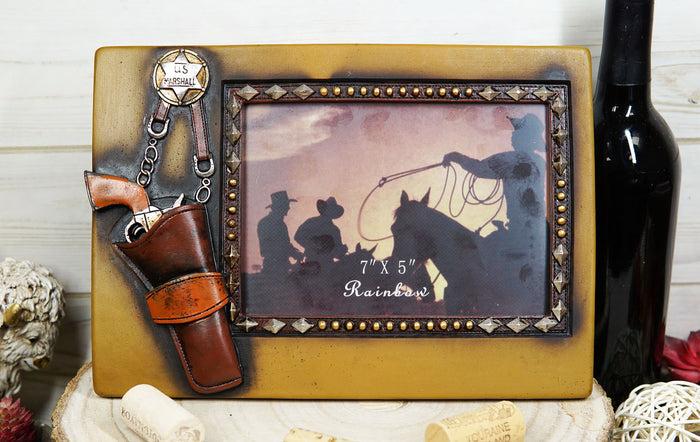 ebros gift Western US Marshall Badge With Revolver Pistol In Holster Photo Picture Frame