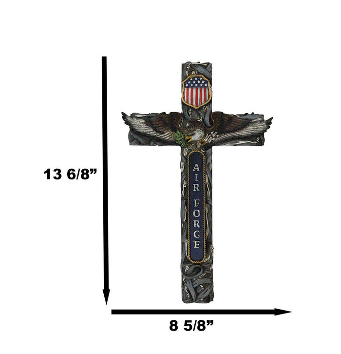 Ebros Gift Western USA Flag Air Force Military Patriotic Bald Eagle Memorial Wall Cross