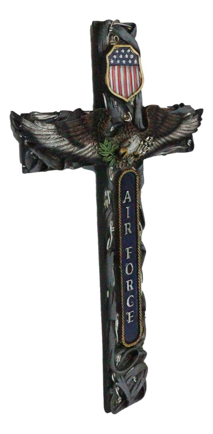 Ebros Gift Western USA Flag Air Force Military Patriotic Bald Eagle Memorial Wall Cross