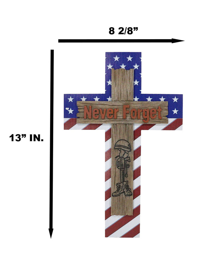 Ebros Gift Western USA Flag Hero Fallen Soldier Boot Rifle Helmet Never Forget Wall Cross