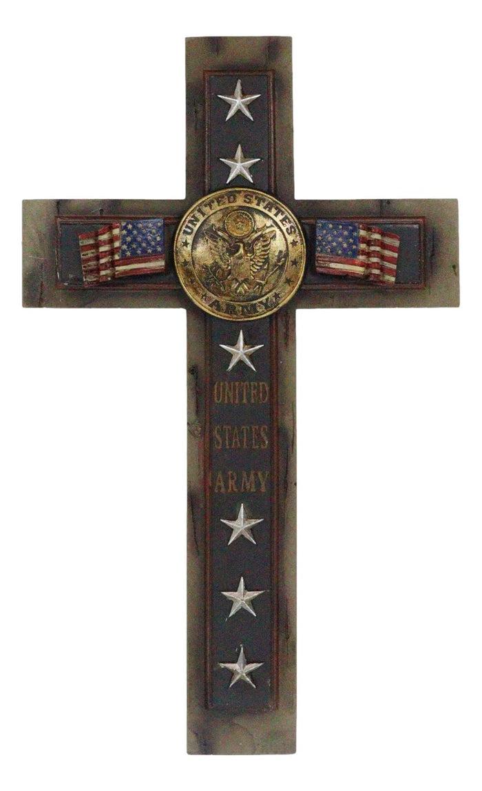 Ebros Gift Western USA Military United States Army Medallion Flags And Stars Wall Cross