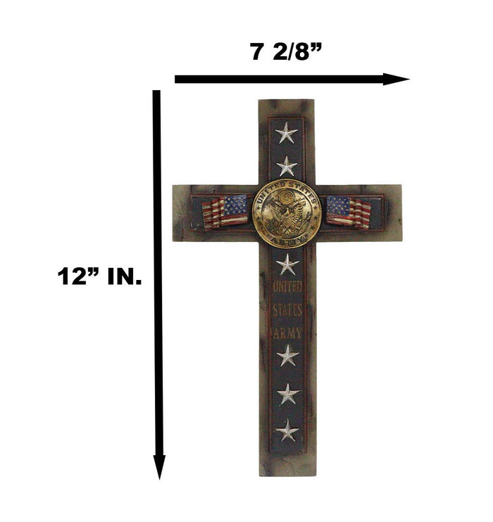 Ebros Gift Western USA Military United States Army Medallion Flags And Stars Wall Cross