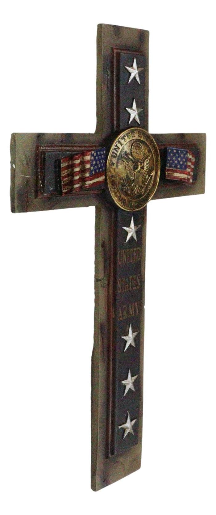 Ebros Gift Western USA Military United States Army Medallion Flags And Stars Wall Cross