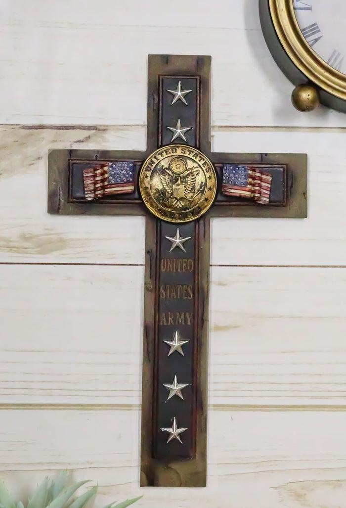ebros gift Western USA Military United States Army Medallion Flags and Stars Wall Cross